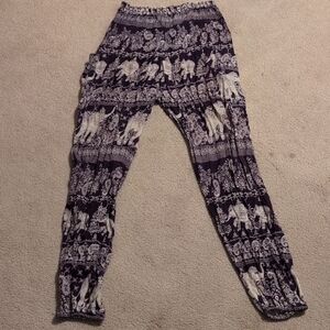Purple Elephant Print Harem Pants